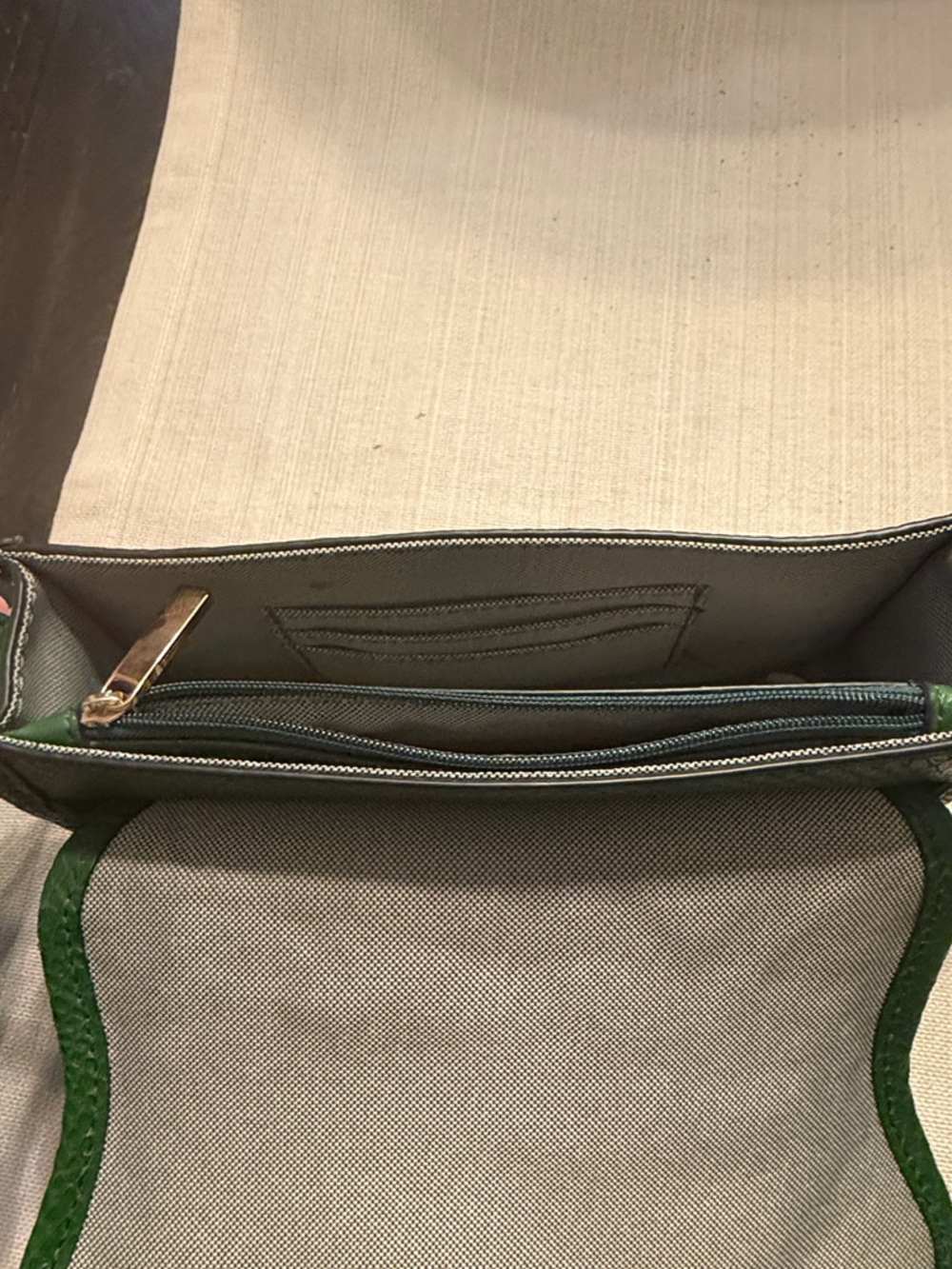 Fossil Green Textured Leather Crossbody with Gold Hardware - Picture 2 of 2